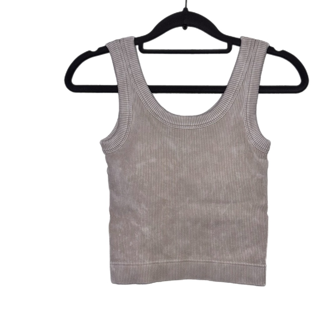 Stone Washed Ribbed  Tank Crop Top Zenana